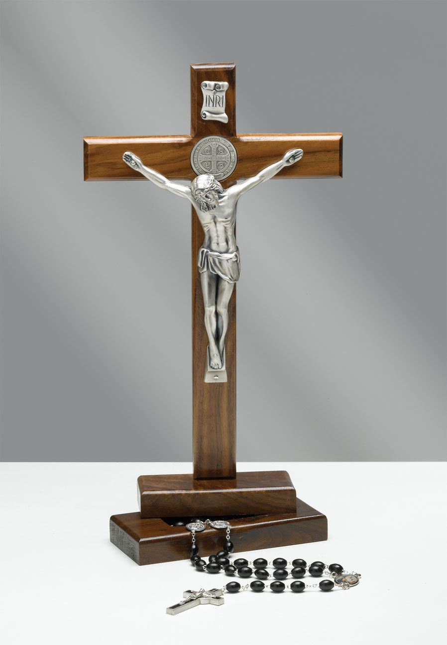 St. Benedict 13 hot Inch Silver Standing Crucifix